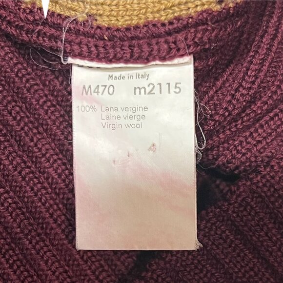Vintage Dolce & Gabbana Argyle Knit Pullover Jumper Wine Red Wool Large - Picture 5 of 5